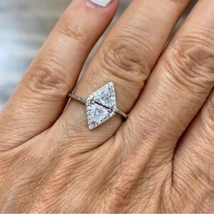 Sterling silver triangle Diamond Engagement Ring